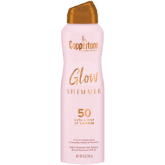Coppertone Glow brillo-spray-corporal: brillo suave y protección UV.