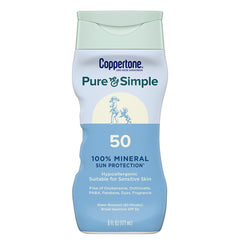 Coppertone Puro y Simple: botella SPF50 para piel sensible y uso diario