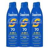 Coppertone Sport spray: angle-friendly application for quick, even coverage.