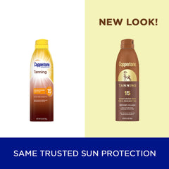 Coppertone sunscreen spray application mist delivers quick, light coverage.