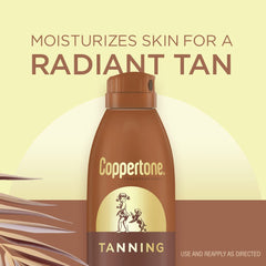 Coppertone sunscreen spray demonstrates fast drying after application.