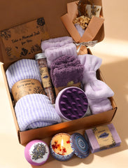 Coralogo Lavender Spa Gift Basket closeup, ideal for thoughtful gifting