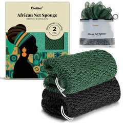 Esponja CORATED de red africana con nudos para exfoliación profunda.