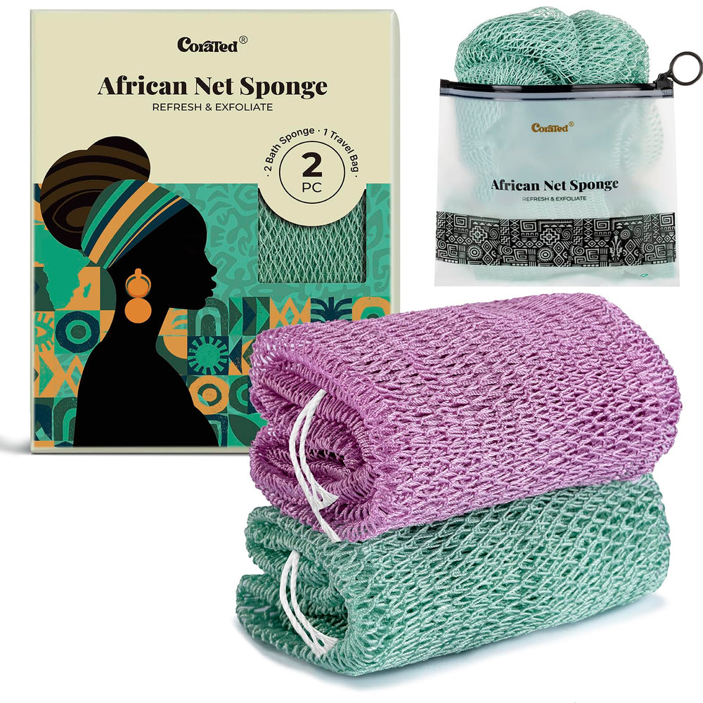 CORATED esponja de red africana con nudos para exfoliar la piel.