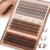 CORUSCATE brown lash clusters with spikes 60D80D for layered drama and hair harmony