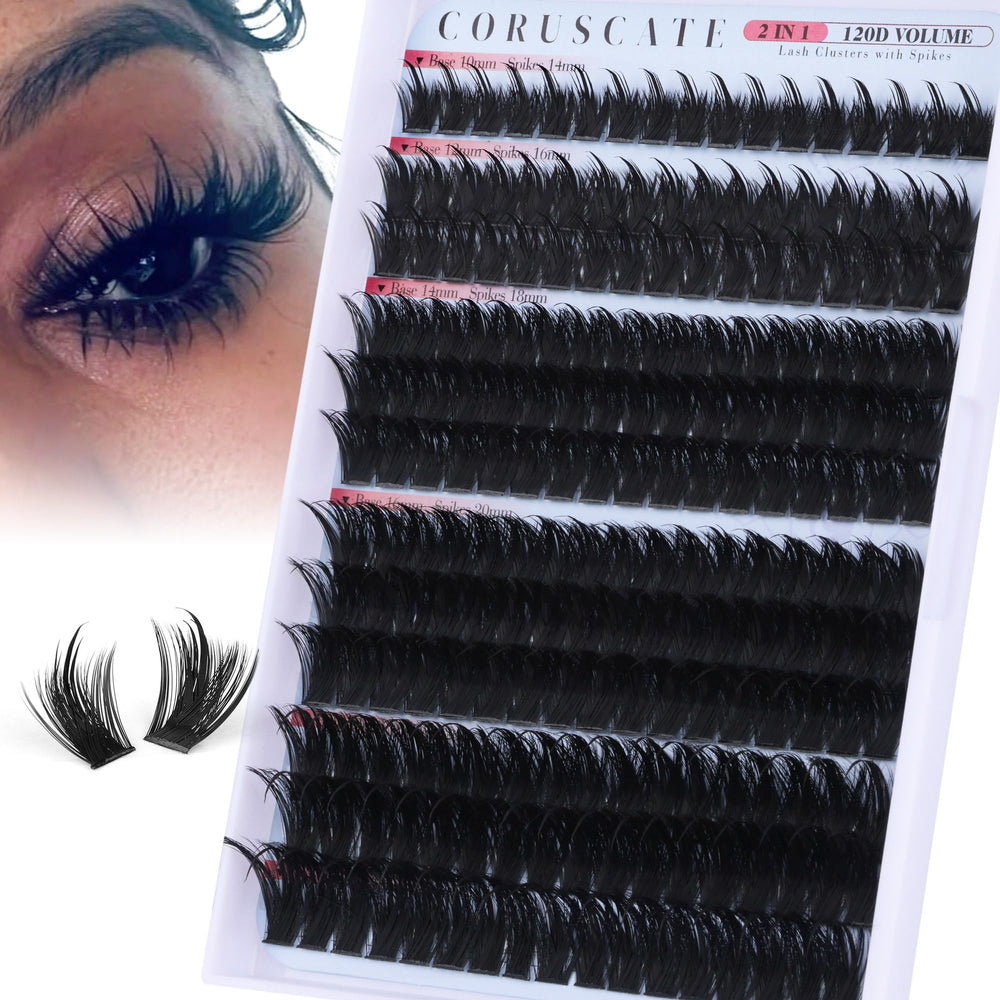 CORUSCATE Spiky Lash Clusters 14mm for a bold manga inspired spike look.