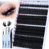 CORUSCATE spiky lash clusters kit showing 14–22mm spikes for dramatic lashes