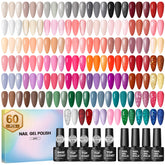 COSCELIA 60 piece gel nail polish set packaging displays the complete starter kit for home manicures.