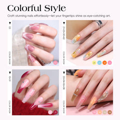 COSCELIA poly extension gels in 15 colors for length and shape.
