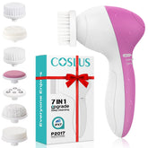 COSLUS 7-in-1 facial cleansing brush front view showing compact design for daily skincare.