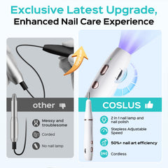 COSLUS C41 precision stepless speed control enables smooth shaping and filing.