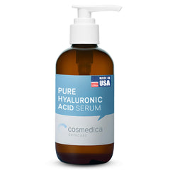 Cosmedica Skincare Hyaluronic Acid Serum bottle pour shows rapid hydration ready for action