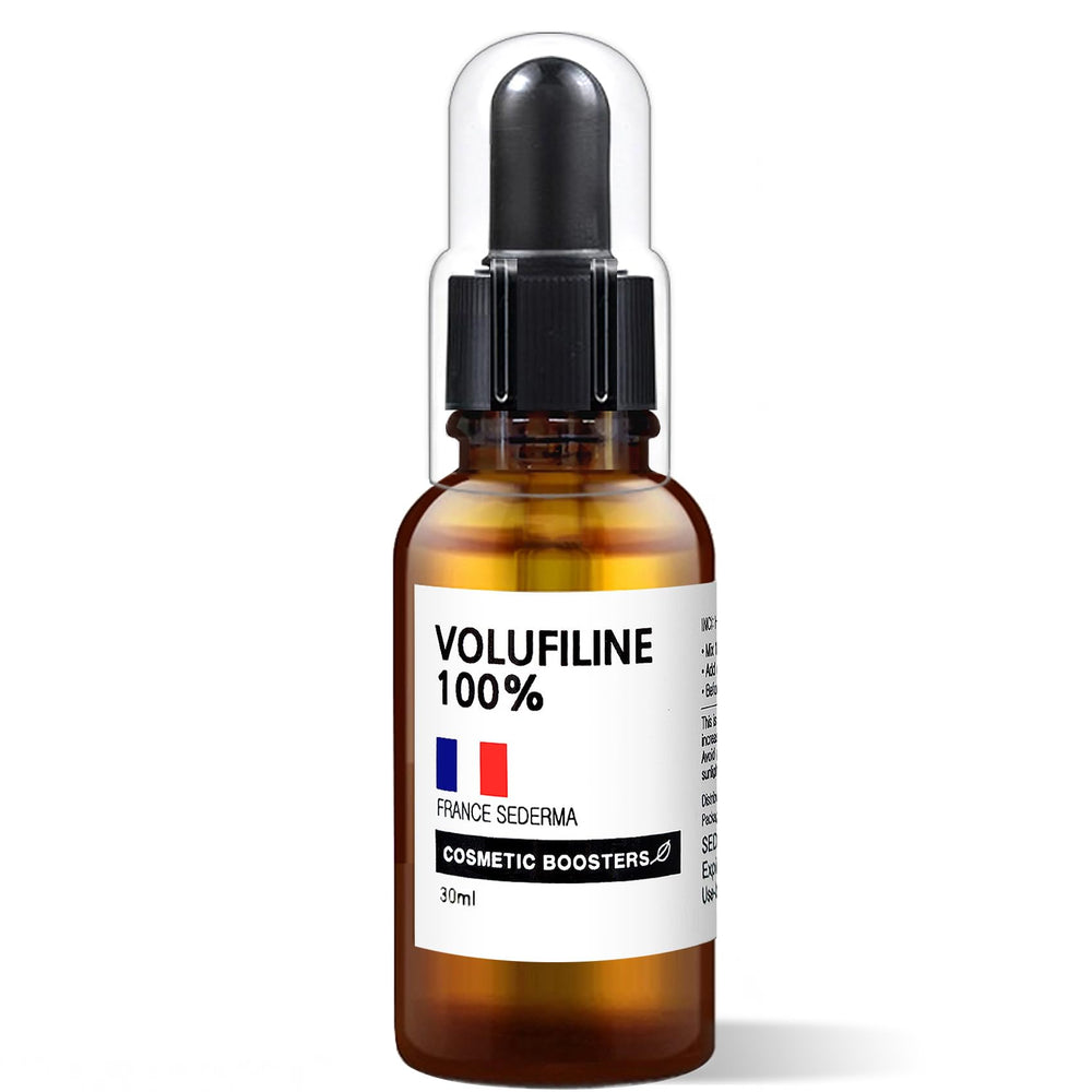 Cosmetic Boosters Volufiline 30ml bottle—compact for daily face and body care with elasticity potential.