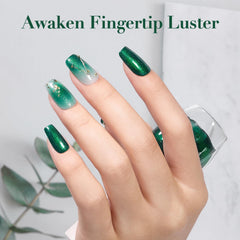 COSMOO Glitter Dark Green Nail Polish brush stroke reveals even application and glossy finish.