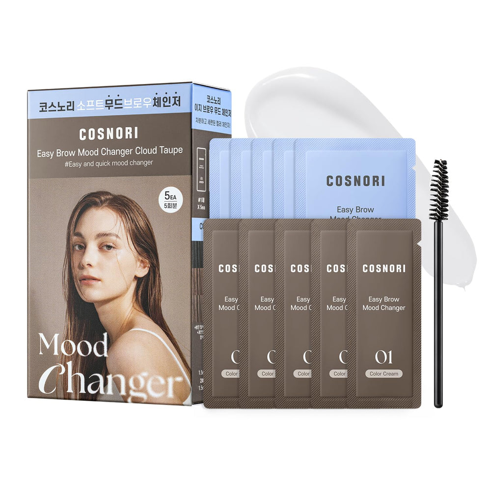 COSNORI Easy Brow Mood Changer Cloud Taupe, envase crema para cejas, color suave para cejas de aspecto natural.