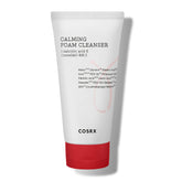 COSRX AC Collection Limpiador en Espuma Calmante: botella visible y limpieza suave para piel propensa al acné.