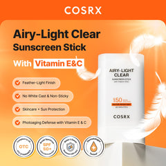 COSRX Airy-Light sunscreen stick packaging highlighting travel-friendly design