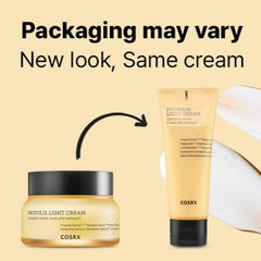 COSRX Full Fit Propolis Light Cream swirl on hand showcases silky texture.