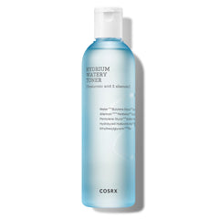 COSRX Hydrium Watery Toner, botella de vidrio, hidratación suave para piel normal y sensible.