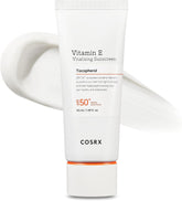 COSRX protector solar facial con Vitamina E, envase práctico para uso diario.