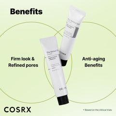 COSRX Retinol 0.3% crema, textura cremosa lista para uso diario.