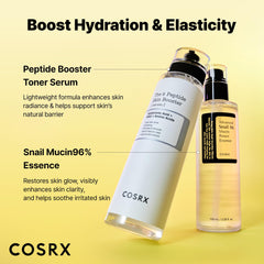 COSRX Snail Mucin 96% Peptide Booster Set toner bottle conveys elasticity-oriented care