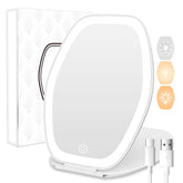 COSYGLOW travel makeup mirror with light in hexagon form for on-the-go touch-ups