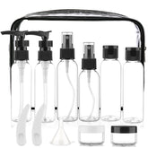 Cosywell travel bottles set arranged for organized packing in a clear bag.