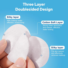 Cottonessence cotton rounds used for makeup removal without shedding fibers.