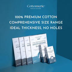 Cottonnerie night moisturizing gloves worn overnight to help lock in moisture.