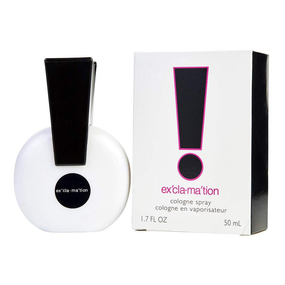 Coty Exclamation bottle front view highlights recognizable design for day-to-night versatility.