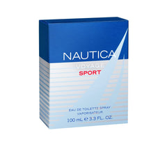 Coty Nautica Voyage Sport cap closeup, ergonomic grip for easy spritz.