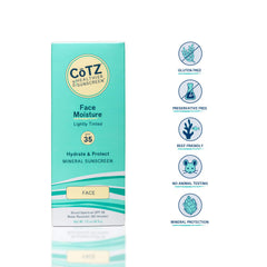 CoTZ Face Moisture swatch on skin showing sheer tint for natural coverage.