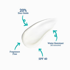 CoTZ Sensitive sunscreen cream-texture close-up shows soft, sheer coverage.