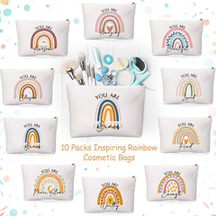 Coume rainbow canvas makeup bag pattern 4, durable zipper and washable material