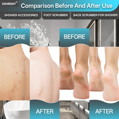 Covedot: exfoliación de pies y espalda en la ducha para una limpieza profunda.