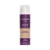 CoverGirl Advanced Radiance Foundation packaging with bottle in Creamy Natural 120 for seamless skin tone.