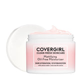 COVERGIRL Clean Fresh Mattifying Moisturizer bottle shows a soft matte finish.