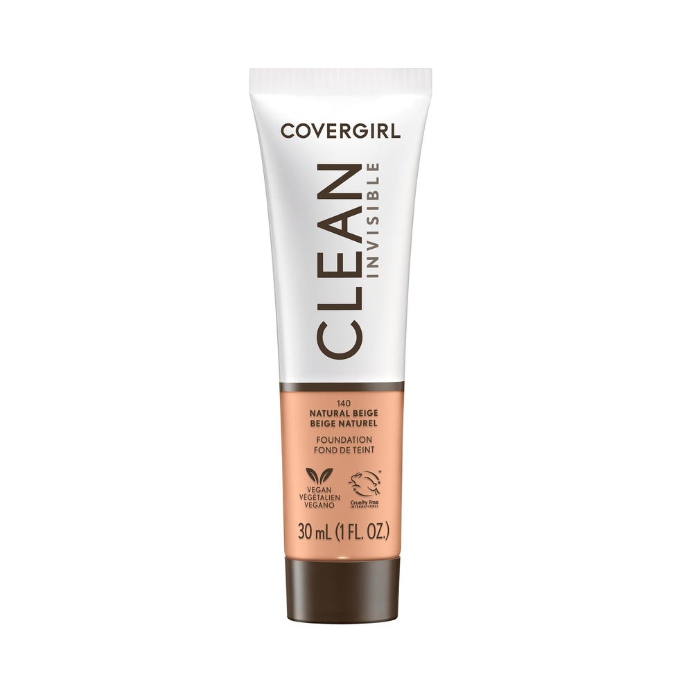 COVERGIRL Clean Invisible Foundation tube cap close-up showing natural look