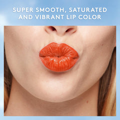 CoverGirl Exhibitionist Cream Lipstick Orange AF packaging close-up highlights sleek design