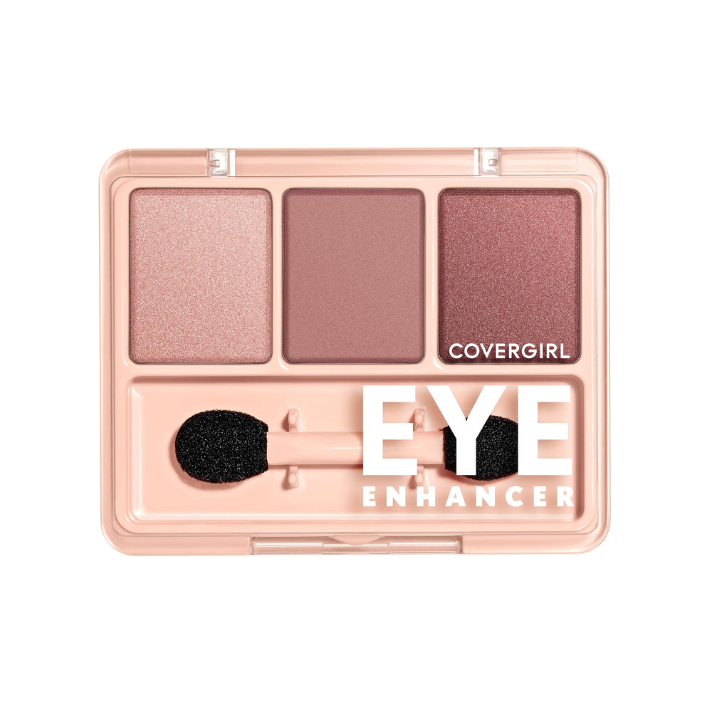 CoverGirl Eye Enhancer Sweet Plum palette packaging highlights clean vegan formula.