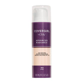 Fundación CoverGirl Avanzada Radiancia, botella, acabado mate natural y duradero.