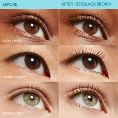 Close-up on lashes with Cleantopia mascara for defined volume