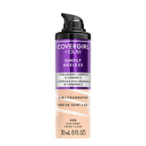 CoverGirl & OLAY Simply Ageless foundation bottle with matte finish for evening skin tone.