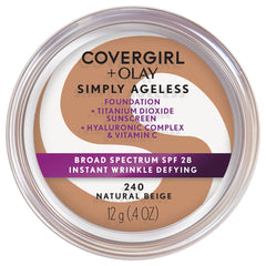 COVERGIRL & OLAY Simply Ageless en envase, mejora la apariencia de líneas finas.