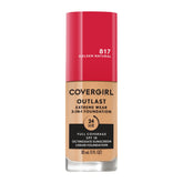 Covergirl Outlast Extreme Wear bottle close-up showing lightweight, long-lasting coverage.