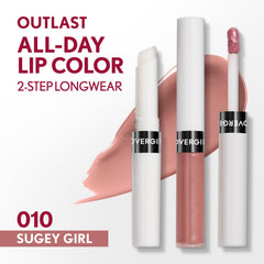 Muestra de color Covergirl Outlast Lip Color 010 Sugey Girl, tono vibrante y duradero.