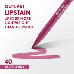 CoverGirl Outlast tinte labial Jazzberry, acabado satinado suave y cómodo en los labios.