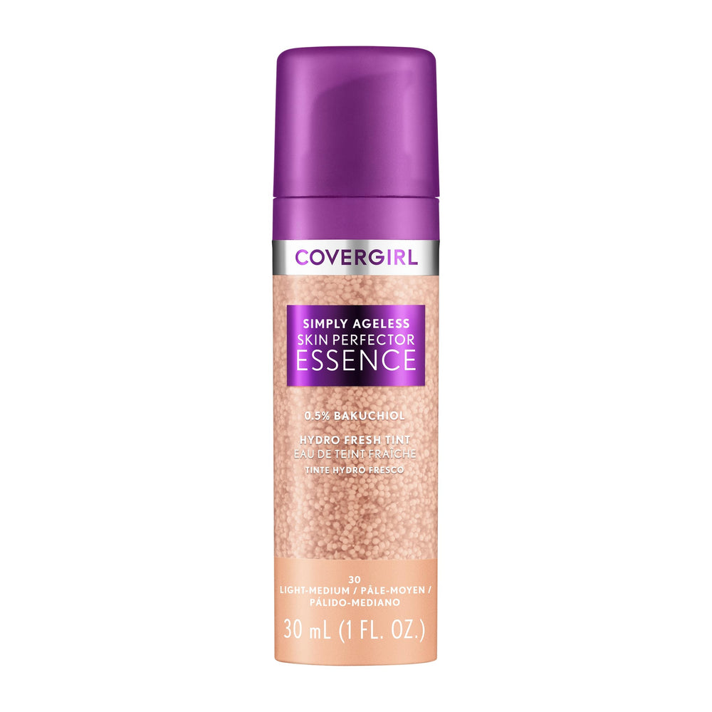 Covergirl Simply Ageless: botella de bakuchiol para hidratación suave y firmeza potencial.