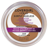 CoverGirl Simply Ageless foundation bottle close-up showing smooth, even finish